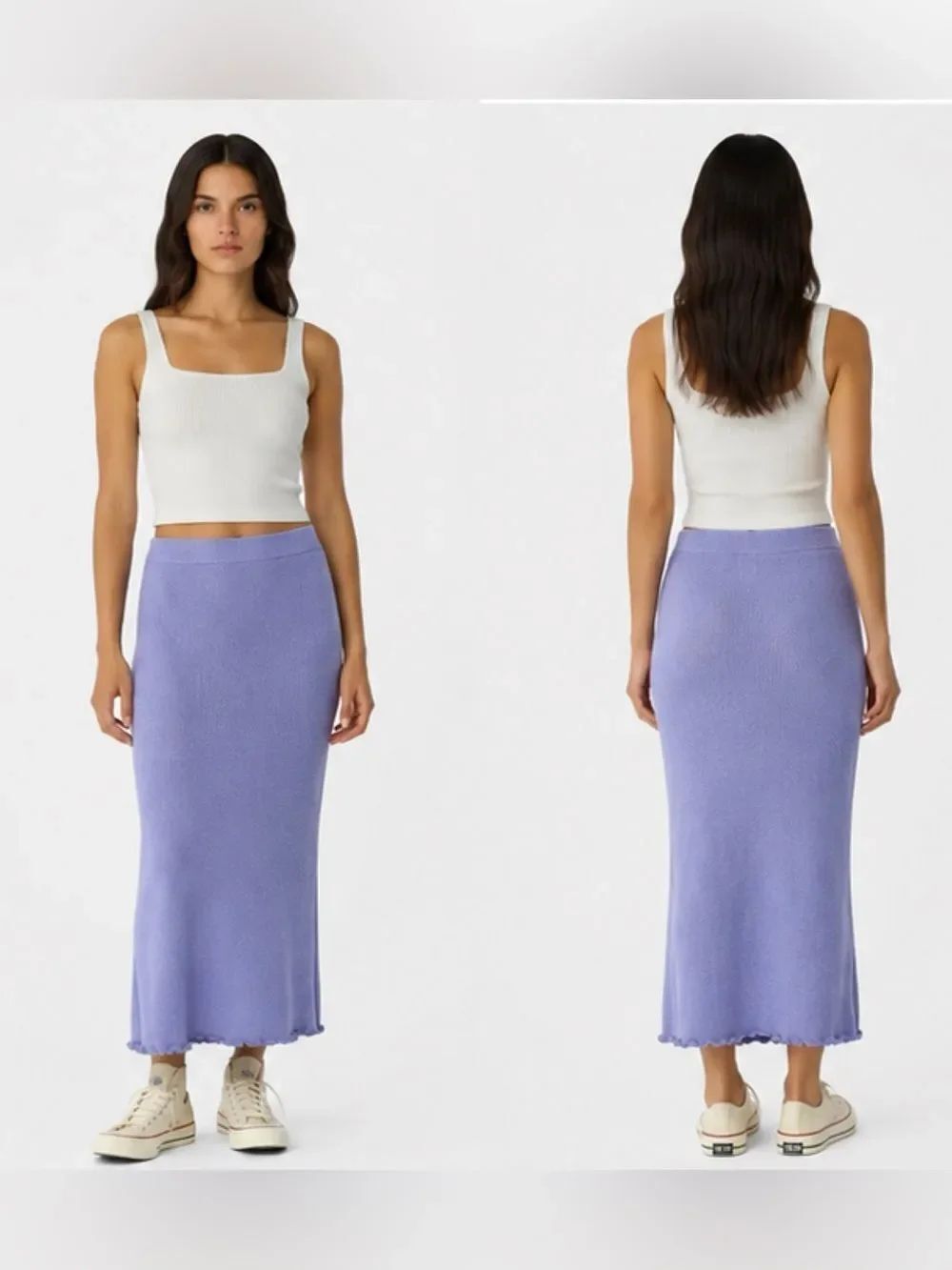 NEW Guest In Residence High Tide 100% cashmere midi Skirt in lilac